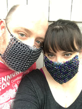 Load image into Gallery viewer, Chainmaille Mask. Handmade (Chainmail) face mask in your choice of colors, wear it with or without a liner. Unique and comfortable!