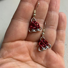 Load image into Gallery viewer, Tiny Chainmaille Santa Hat Earrings