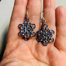 Load image into Gallery viewer, Tiny Chainmaille Snowflake Earrings