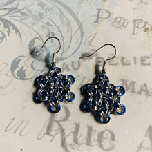 Load image into Gallery viewer, Tiny Chainmaille Snowflake Earrings