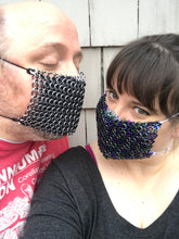 Load image into Gallery viewer, Chainmaille Mask. Handmade (Chainmail) face mask in your choice of colors, wear it with or without a liner. Unique and comfortable!
