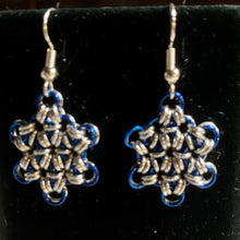 Load image into Gallery viewer, Tiny Chainmaille Snowflake Earrings
