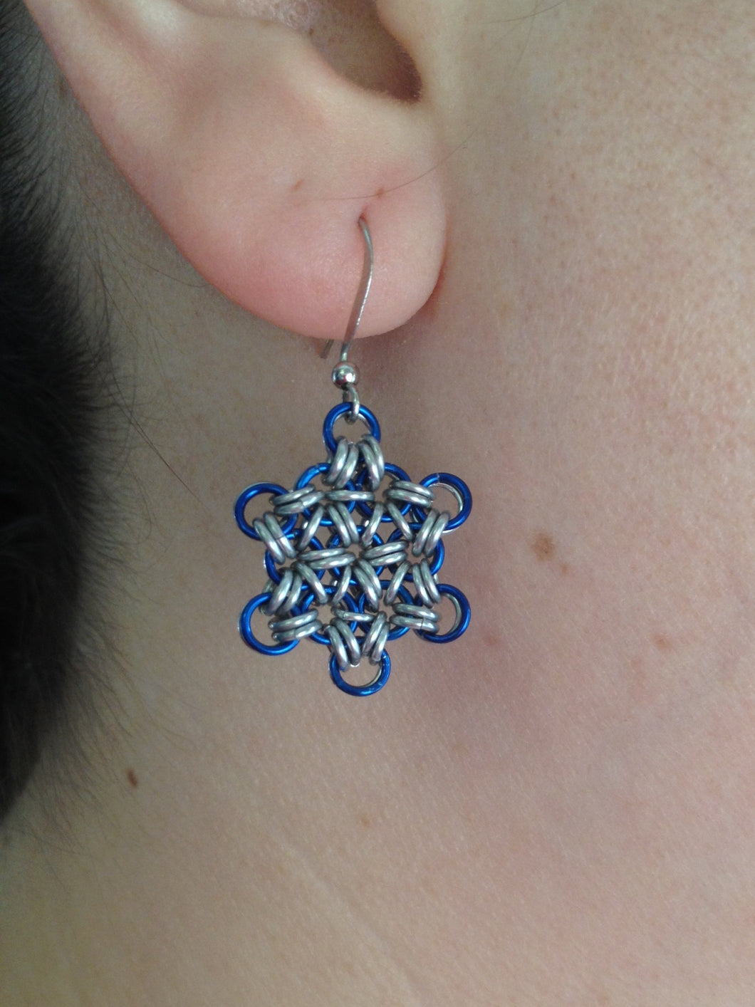 Tiny Chainmaille Snowflake Earrings